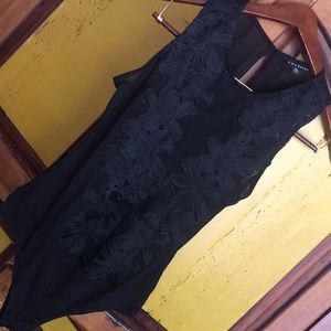 Haute Monde XL black embroider body suit NWOT